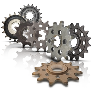 Plusieurs pignons pour motos, disponibles en différentes tailles et designs.